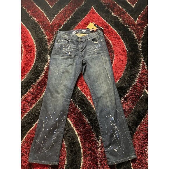 NWT Seven 7 Jeans Lane Bryant Size 14 Paint Splash‎ Embroidered Pockets - Picture 1 of 7